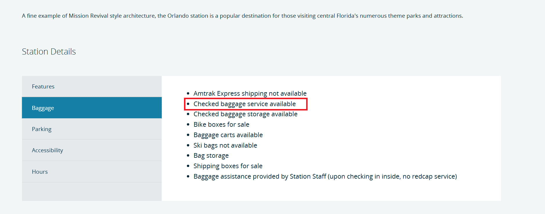 Amtrak Checked baggaue at station