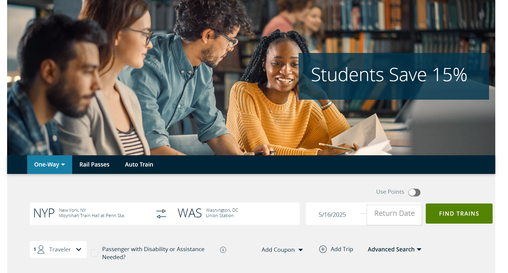 Amtrak Student Discount 15% Off