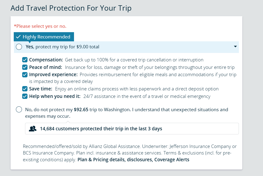 insurance option